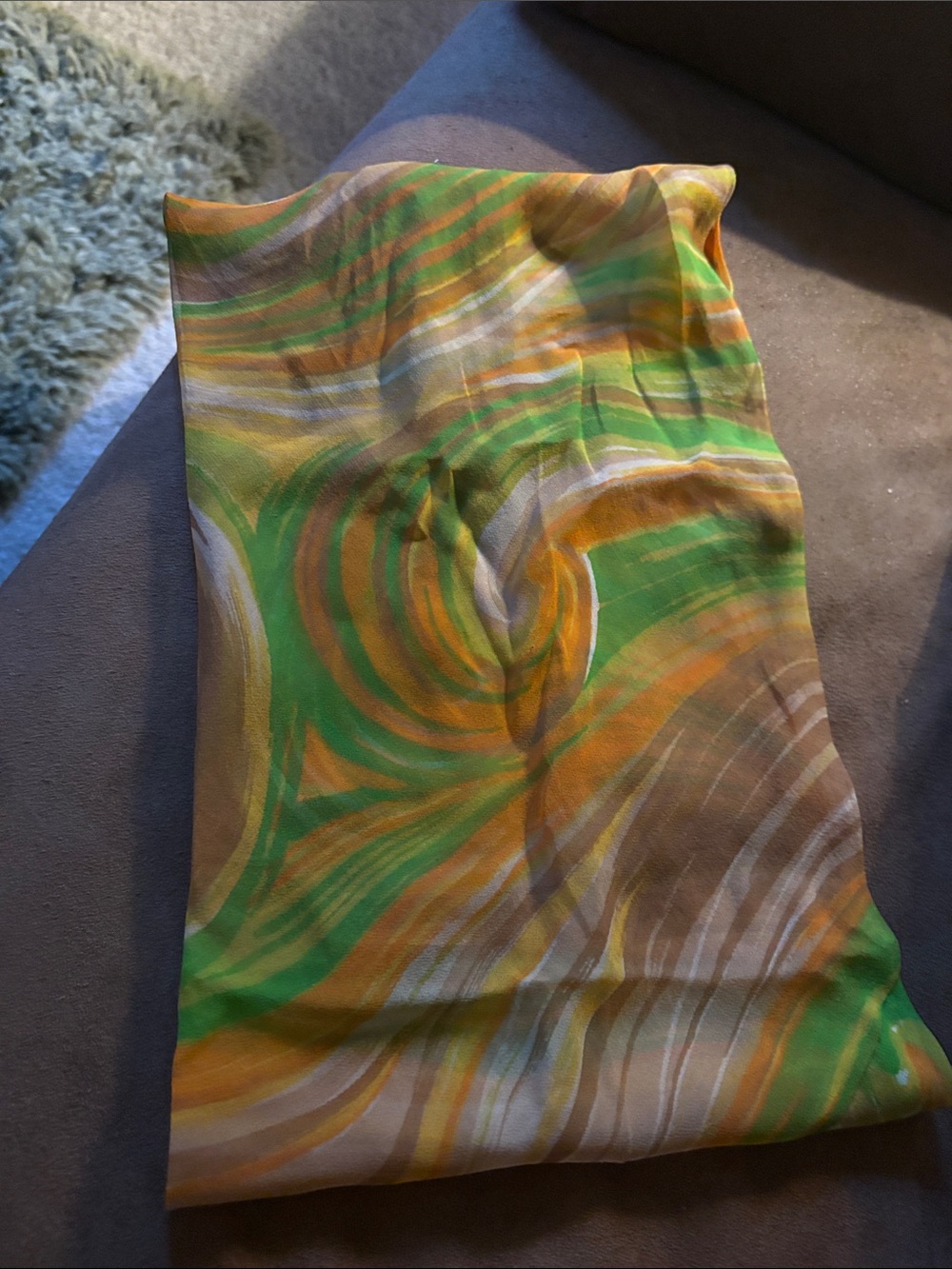 Chantelle Green, Mustard & White Swirl Scarf